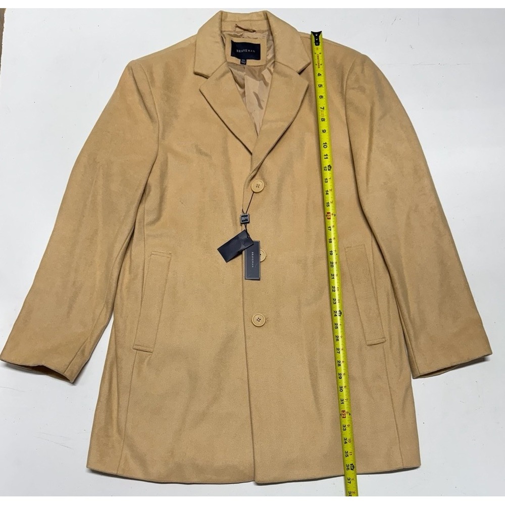 Braveman Man Camel Trench coat Size XXL Wool Blend New W Tags